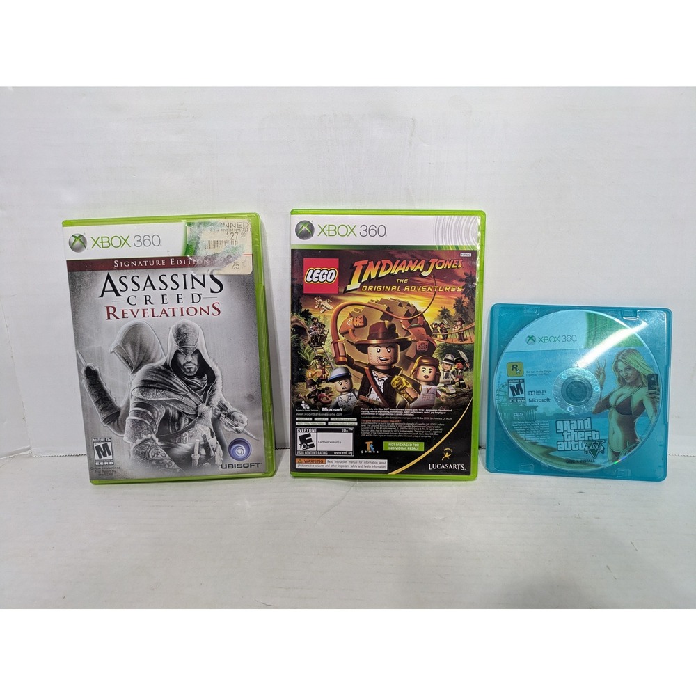 Microsoft Xbox 360 Assassins Creed GTA V LEGO Indiana Jones Kung Fu Panda TESTED